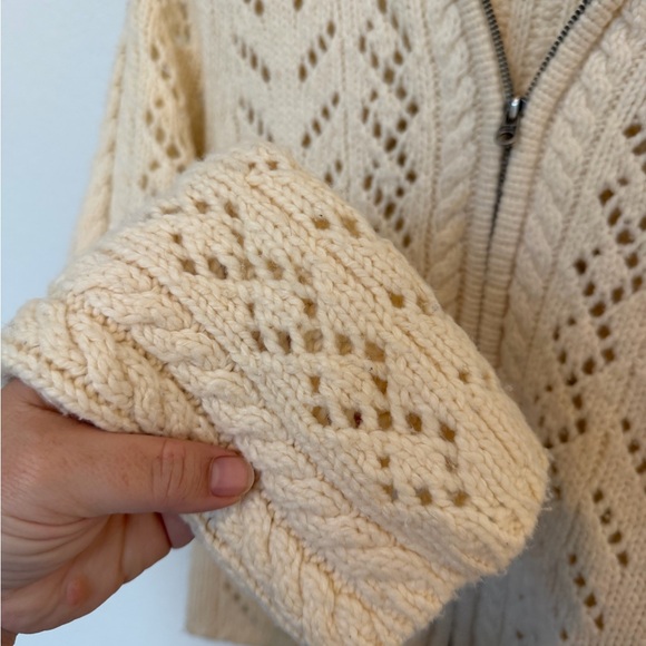 Abercrombie & Fitch Y2K sweater Lambswool cream cable knit sweater medium - Picture 5 of 7